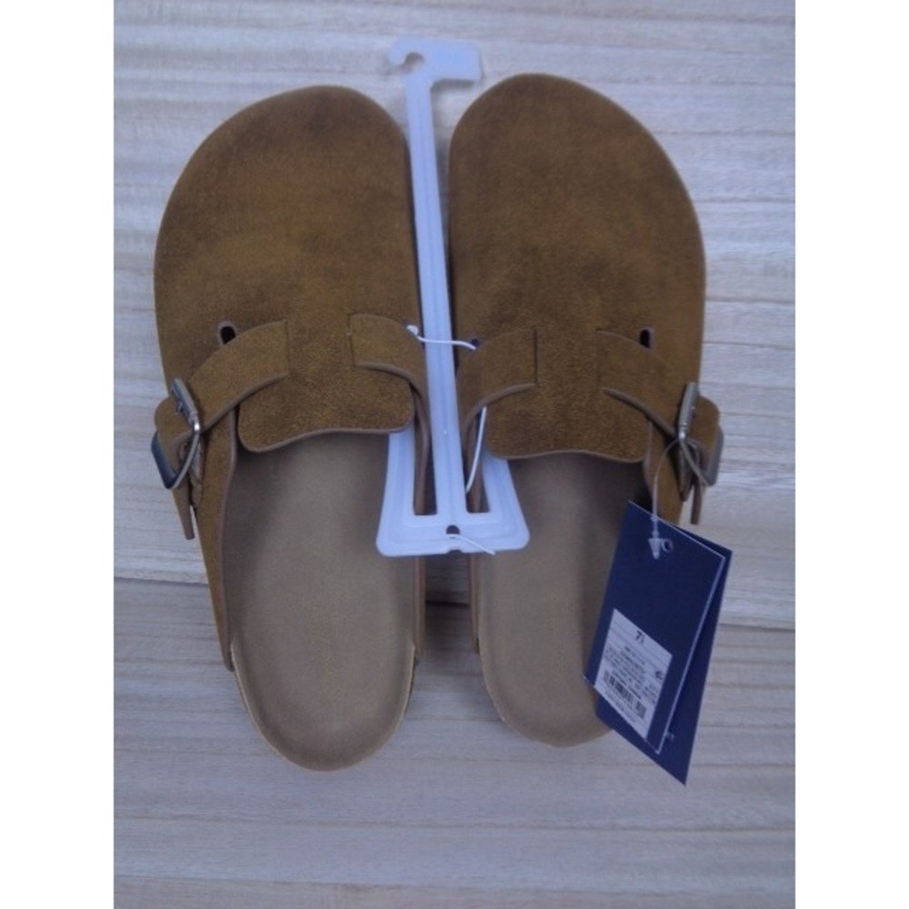 Universal Thread Betsy Clog Mule Flats Brown Cognac Slip On Womens Size 7.5